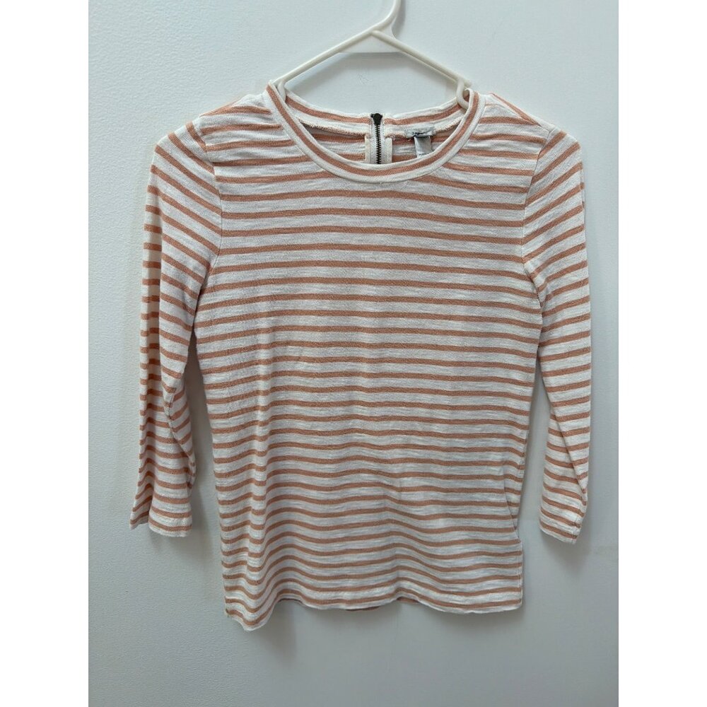 J.Crew Striped Long-Sleeve Top With Back Zipper XS